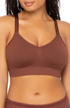 Curvy Couture Smooth Seamless Comfort Bralette In Chocolate