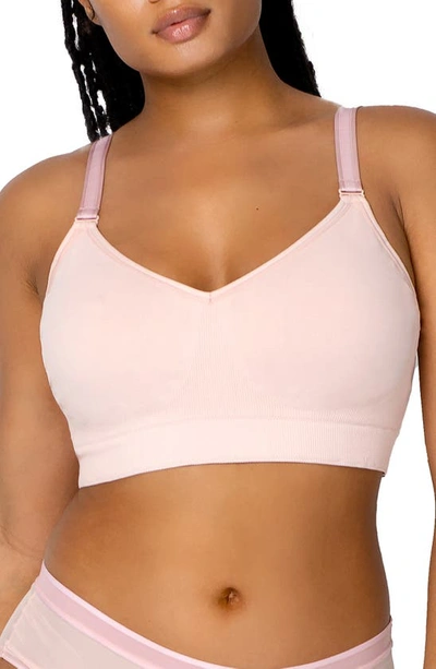 Curvy Couture Smooth Seamless Comfort Bralette In Blushing Rose