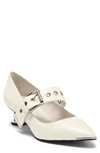 Jeffrey Campbell Desmon Mary Jane Pump In White Patent Silver