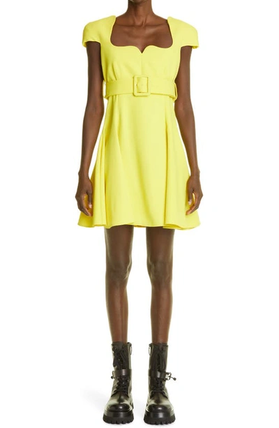 Versace Envers Satin Heart Neck Mini Dress In Yellow