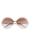 Chloé 64mm Gradient Round Sunglasses In Gold/brown Gradient