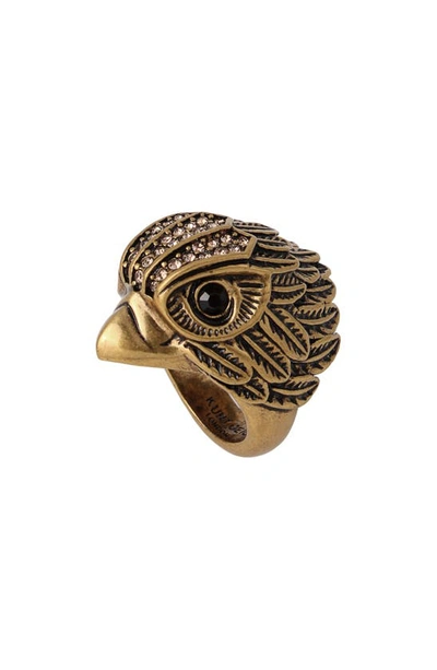 Kurt Geiger Eagle Cocktail Ring In Crystal Dorado