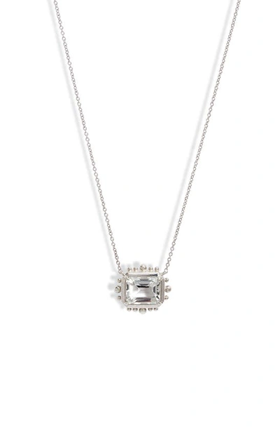 Anzie Marine White Topaz Pendant Necklace In White Silver