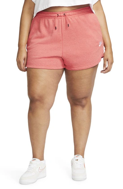 Nike Sportswear French Terry Shorts In Magic Ember/ Heather/ White