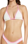 Frankies Bikinis X Gigi Hadid Tia Terry Cloth Bikini Top In Strawberry