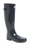 Hunter Original Refined High Gloss Waterproof Rain Boot In Dark Slate