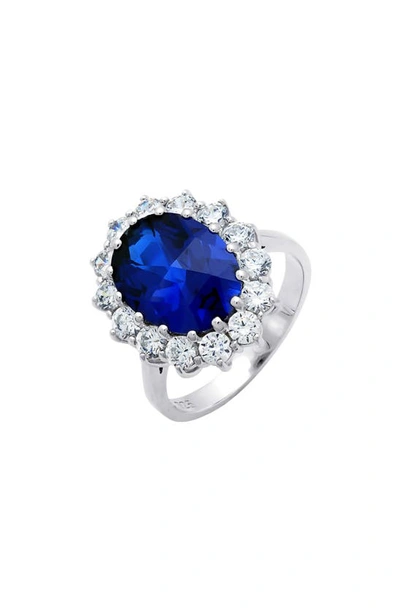 Crislu Synthetic Sapphire Halo Cocktail Ring