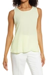 Halogenr Scoop Neck Woven Shell In Green Wheat