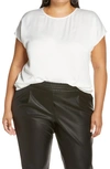 Halogenr Cap Sleeve Satin Top In Ivory Cloud