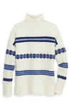 Vineyard Vines Nordic Stripe Mock Neck Sweater In Marshmallow