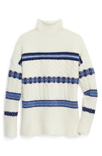 Vineyard Vines Nordic Stripe Mock Neck Sweater In Marshmallow