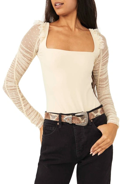 Free People Must Be Love Long Sleeve Bodysuit In Ivory