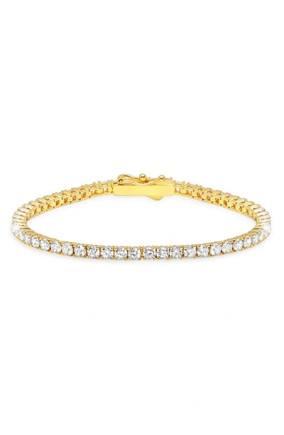 Crislu Cubic Zirconia Tennis Bracelet In 18kt Yellow Gold