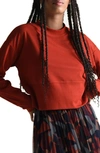 Molly Bracken Long Sleeve Crop Knit Top In Red