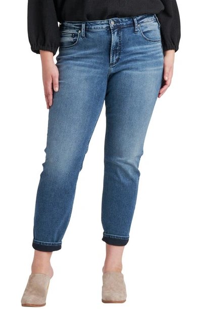 Silver Jeans Co. Beau Cuff Girlfriend Fit Jeans In Blue