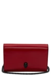 Alexander Mcqueen Skull Calfskin Shoulder Bag In Welsh Red