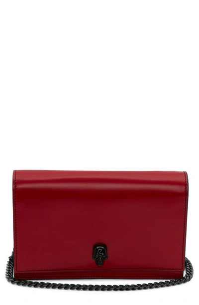 Alexander Mcqueen Skull Calfskin Shoulder Bag In Welsh Red