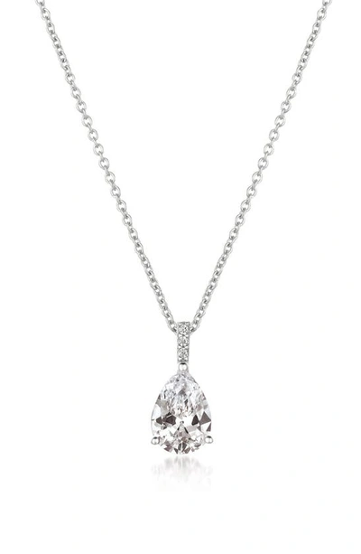 Crislu Pear Cubic Zirconia Pendant Necklace In Platinum