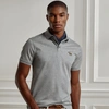 Ralph Lauren Custom Slim Fit Piqué Polo Shirt In Classic Light Grey Heathe