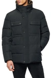 Marc New York Godwin Water Resistant Puffer Coat With Faux Fur Collar In Black