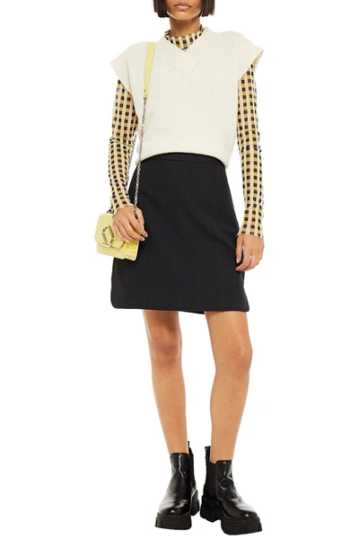 Ganni Checked Woven Mini Skirt In Anthracite