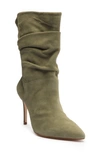 Schutz Women's Ashlee Pointed Toe Scrunched High Heel Boots In Aspen Green