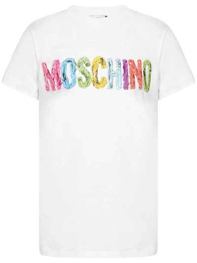 Moschino Kids' Painted Logo T-shirt In White