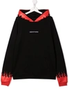 Vision Of Super Black Kids Hoodie Wtih Red Flames In Black