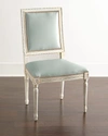 Massoud Ingram Leather Dining Chair In Frost