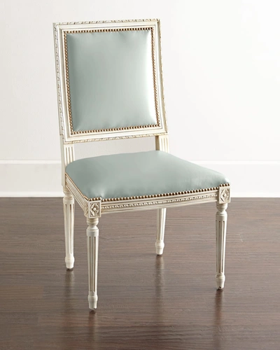 Massoud Ingram Leather Dining Chair In Frost