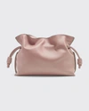 Loewe Flamenco Drawstring Knot Clutch Bag In Prune