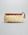 Isabel Marant Luz Leather-trimmed Raffia Clutch In Naturalcognac