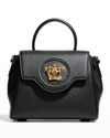 Versace Medusa Mini Tonal Leather Top-handle Bag In Black