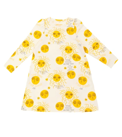 Mini Rodini Kids' Moon And Sun Cotton-blend Dress In Yellow