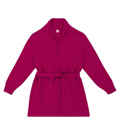 The Row Kids' Huey Belted Cashmere Cardigan In Fuchsia