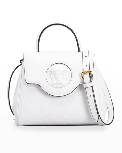 Versace Medusa Mini Tonal Leather Top-handle Bag In White
