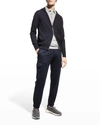 Loro Piana Cashmere-cotton Zip-front Hoodie In Blue Navy