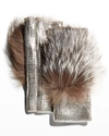 Adrienne Landau Fingerless Metallic Fox Fur Gloves