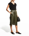 3.1 Phillip Lim Vegan Leather Drawstring Culottes In Dk Olive