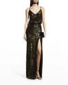 AIDAN MATTOX SEQUINED BLOUSON GOWN,PROD247050063