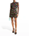 Saloni Ava B Silk Blend Long Sleeve Dress In Multi Bows