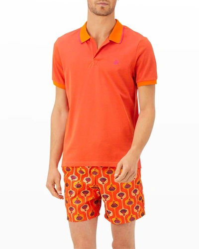 Vilebrequin Men's Organic Cotton Terry Polo Shirt In Orange