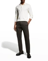 Vince Garment Dyed Long Sleeve Polo In Washed Off White