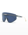 Dior Club M2u Wrap Injection Plastic-metal Shield Sunglasses In Matte Blue