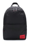 HUGO BACKPACK IN RECYCLED NYLON WITH RED LOGO LABEL