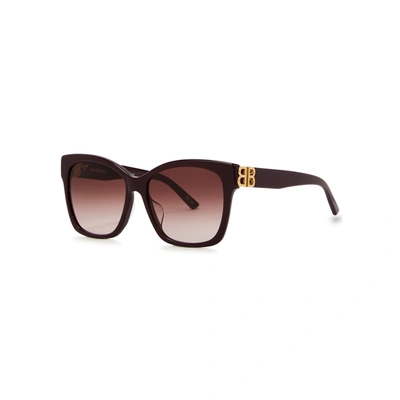 Balenciaga Dynasty Dark Purple Wayfarer-style Sunglasses In Gold