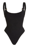 Hunza G Square One-piece Textured Swimsuit In Black
