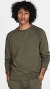 Vince Garment Dye Crew Sweatshirt In Washed Buckeye Olive