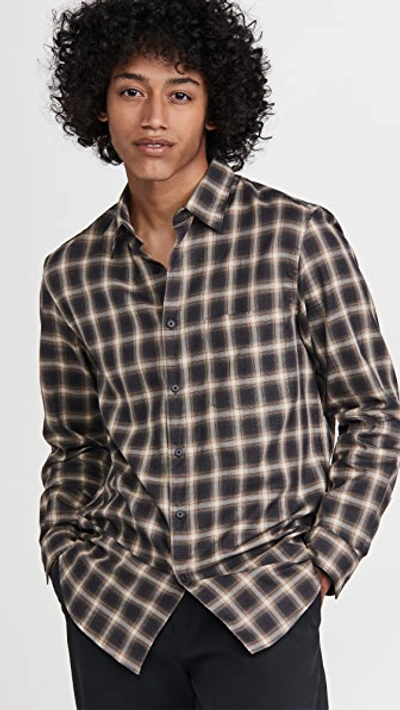 Theory Noll Flannel Button-down Shirt In Chanterelle/ Black