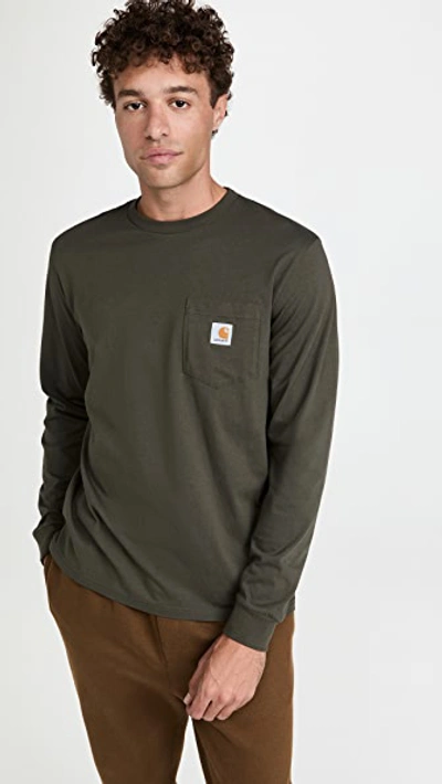 Carhartt Long Sleeve Pocket T-shirt In Cypress